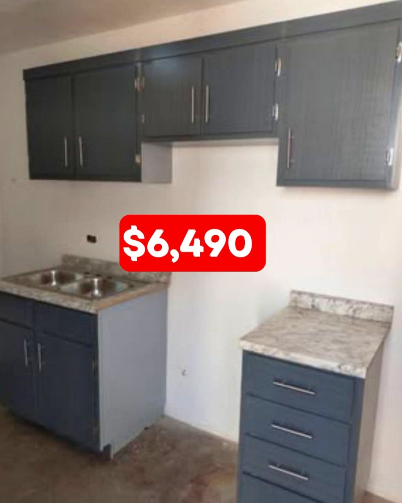 Paquete de cocina modular en gris con tarja, desde 6,490 pesos